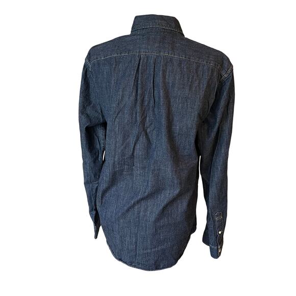 J Crew Indigo Cotton Chambray Womens Long Sleeve Button Down Shirt Preppy Large - Picture 3 of 7